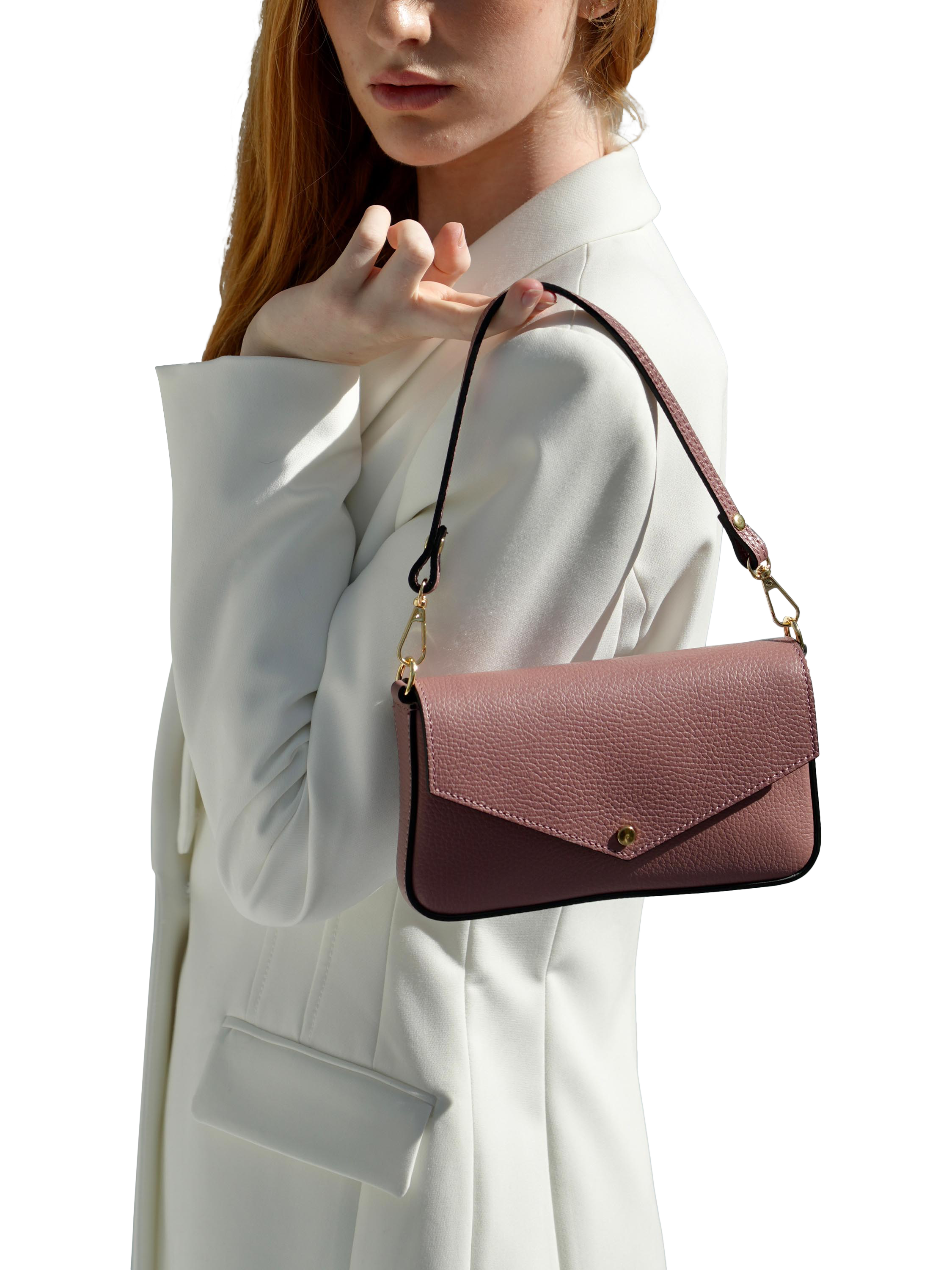 Product image 6 of 7, which shows Apatchy London Munro Leather Shoulder Bag, Antique Rose