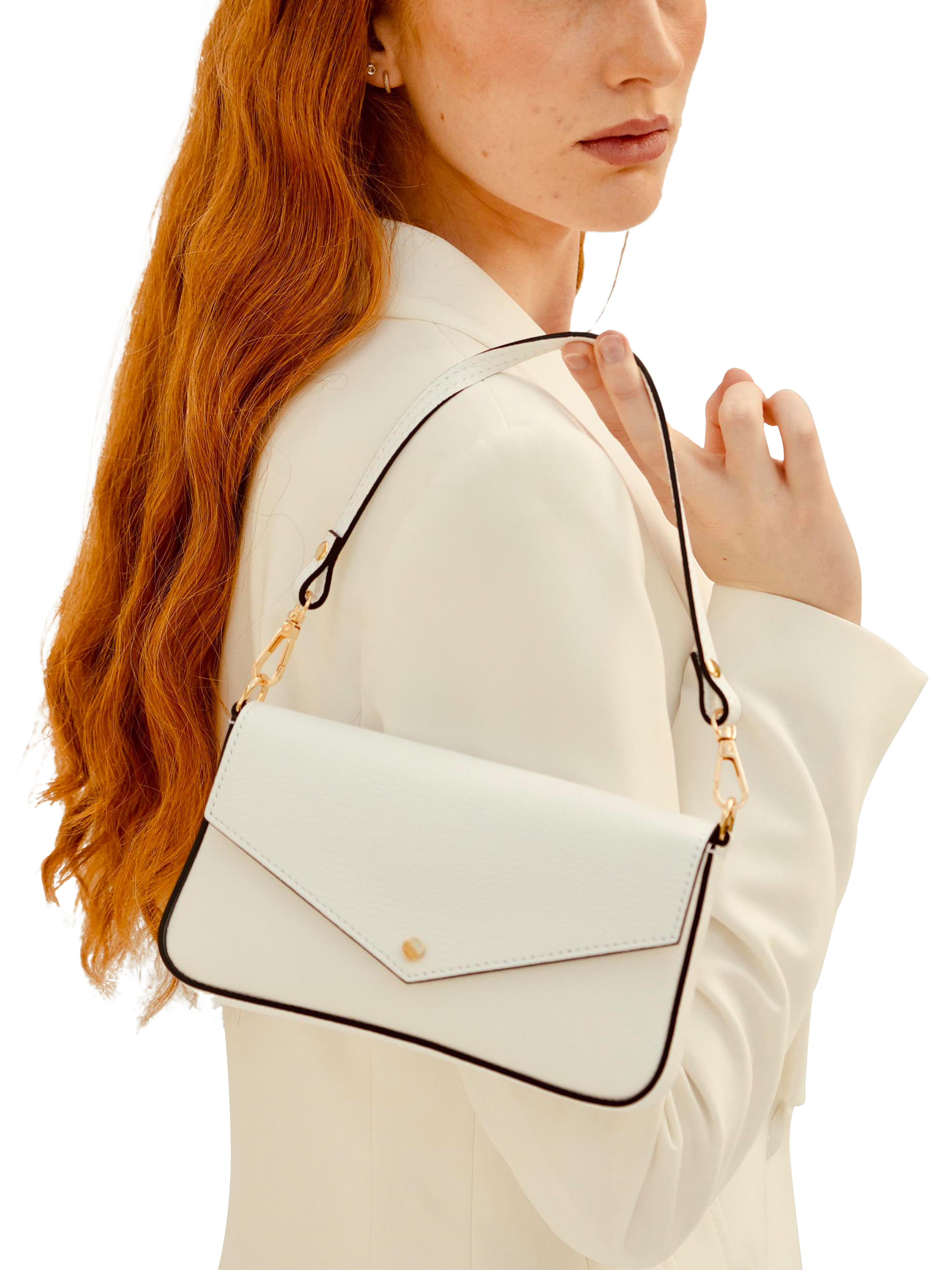 Product image 2 of 7, which shows Apatchy London Munro Leather Shoulder Bag, White