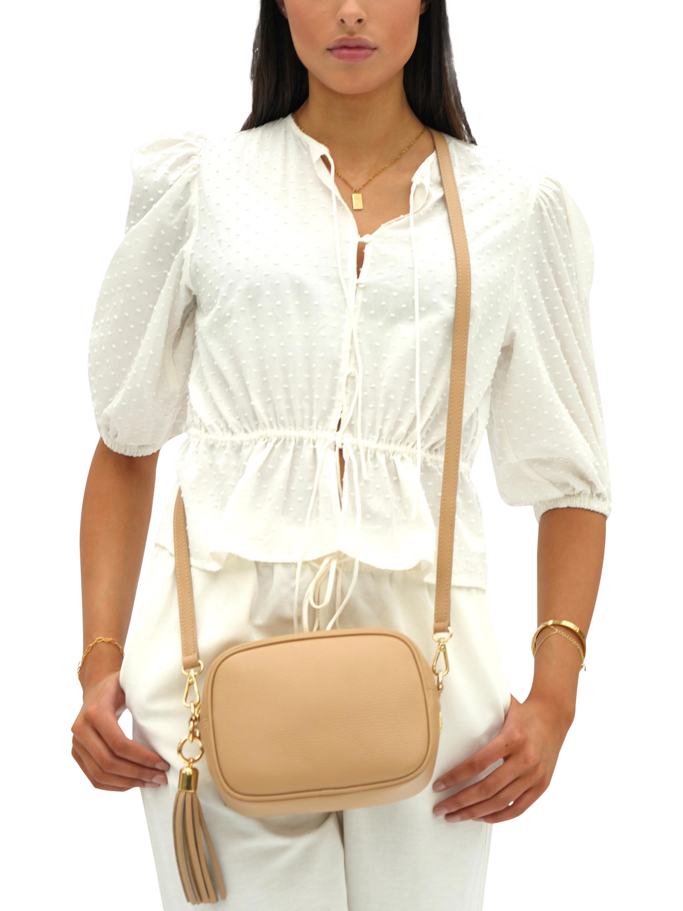Product image 2 of 6, which shows Apatchy London Leather Crossbody Camera Bag, Sand