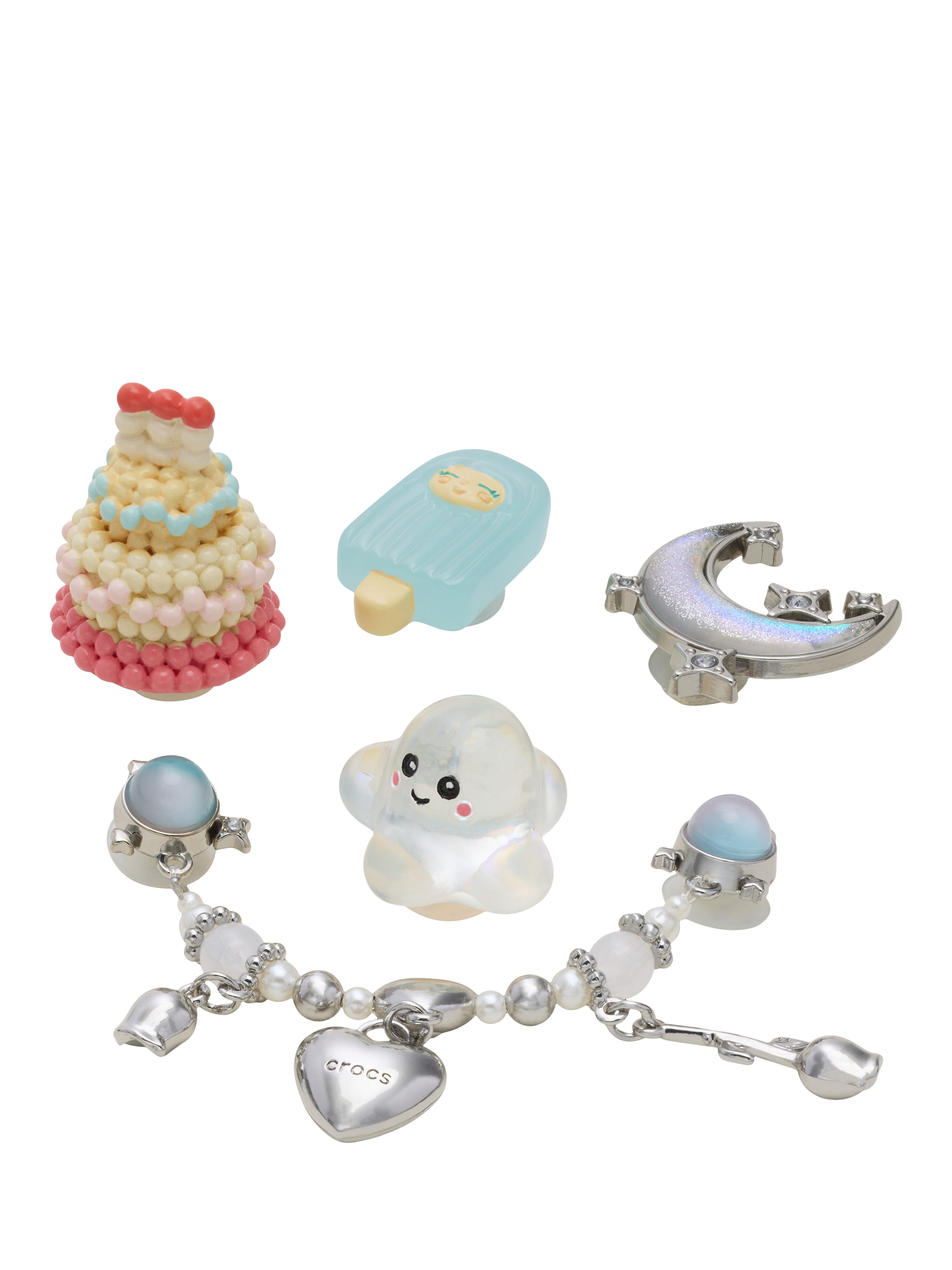 Product image 1 of 4, which shows Crocs Kids' Iridescent Summer Pack of 5, Multi