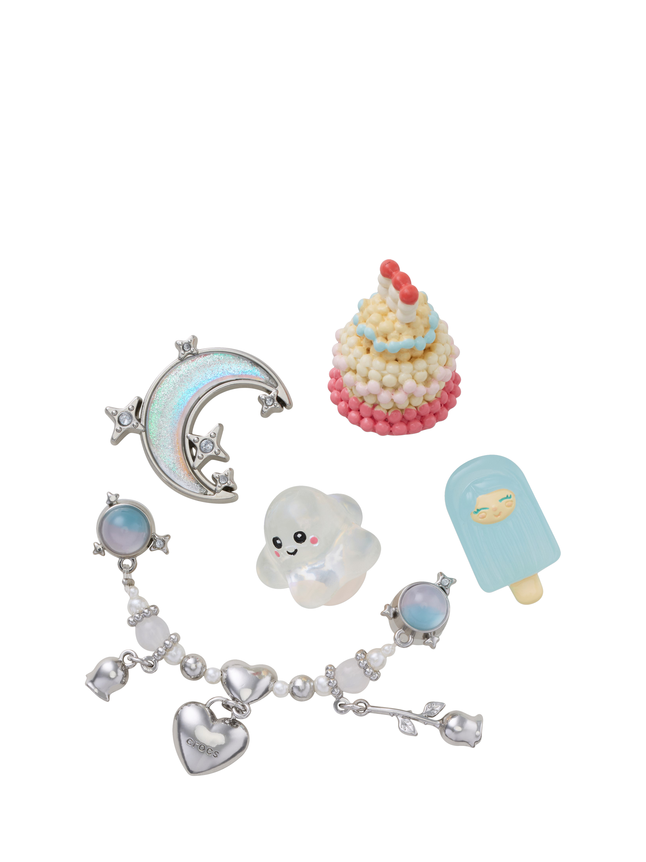 Product image 2 of 4, which shows Crocs Kids' Iridescent Summer Pack of 5, Multi