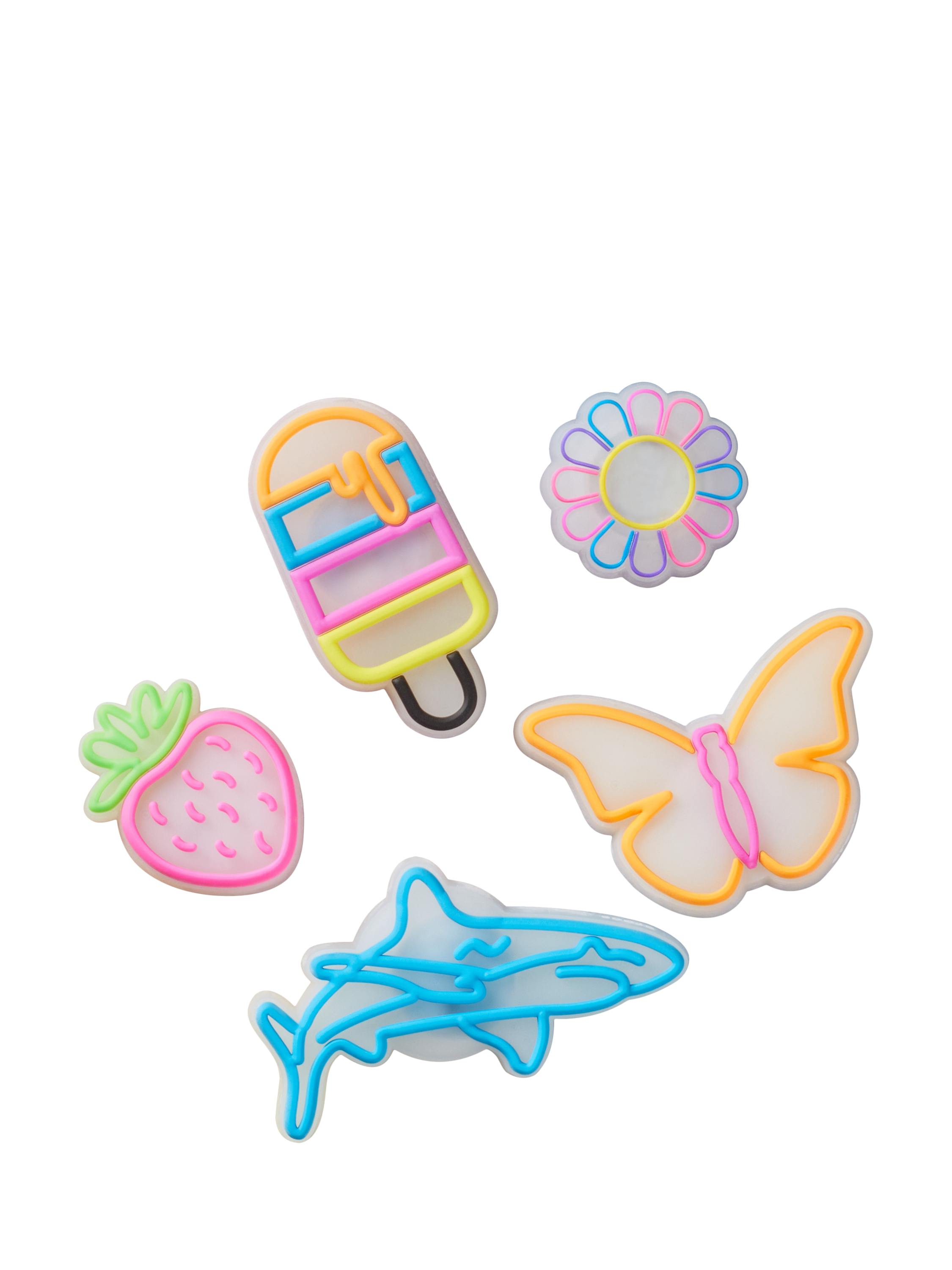 Product image 1 of 4, which shows Crocs Kids' Lights Up Summer Jibbitz, Pack of 5, Multi