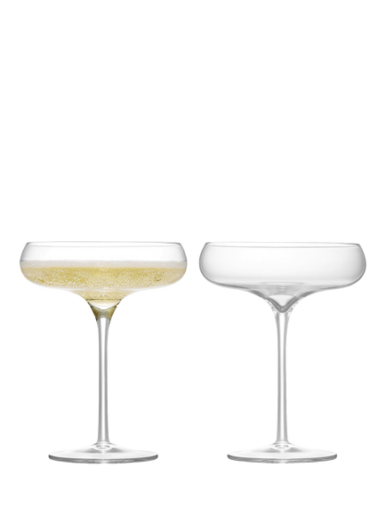 Anton Studio Designs Juno Glass Champagne Saucer, Set of 2, 300ml, Clear, Clear
