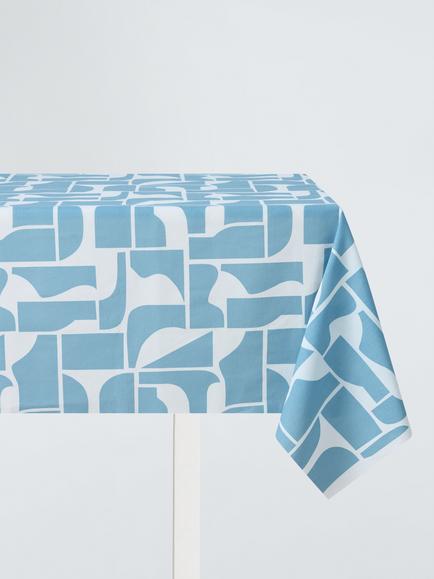 John Lewis Assemble Oilcloth Tablecloth Fabric, Blue, Blue Multi