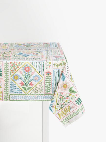 John Lewis Talavera Folk Oilcloth Tablecloth Fabric, Multi, Multi