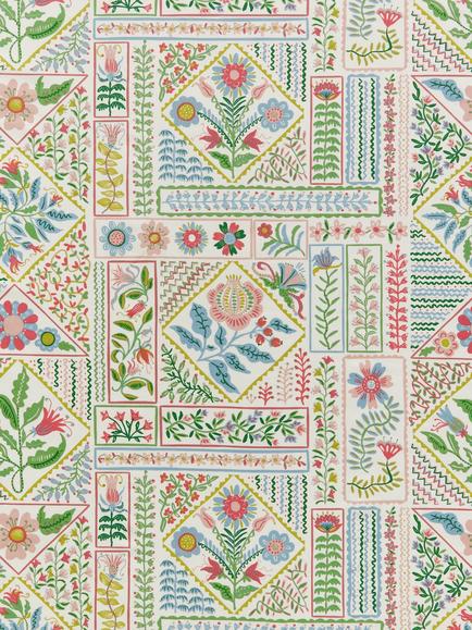 John Lewis Talavera Folk Oilcloth Tablecloth Fabric, Multi - view 2, Multi