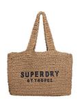 Superdry Raffia City Tote Bag, Brown Tan