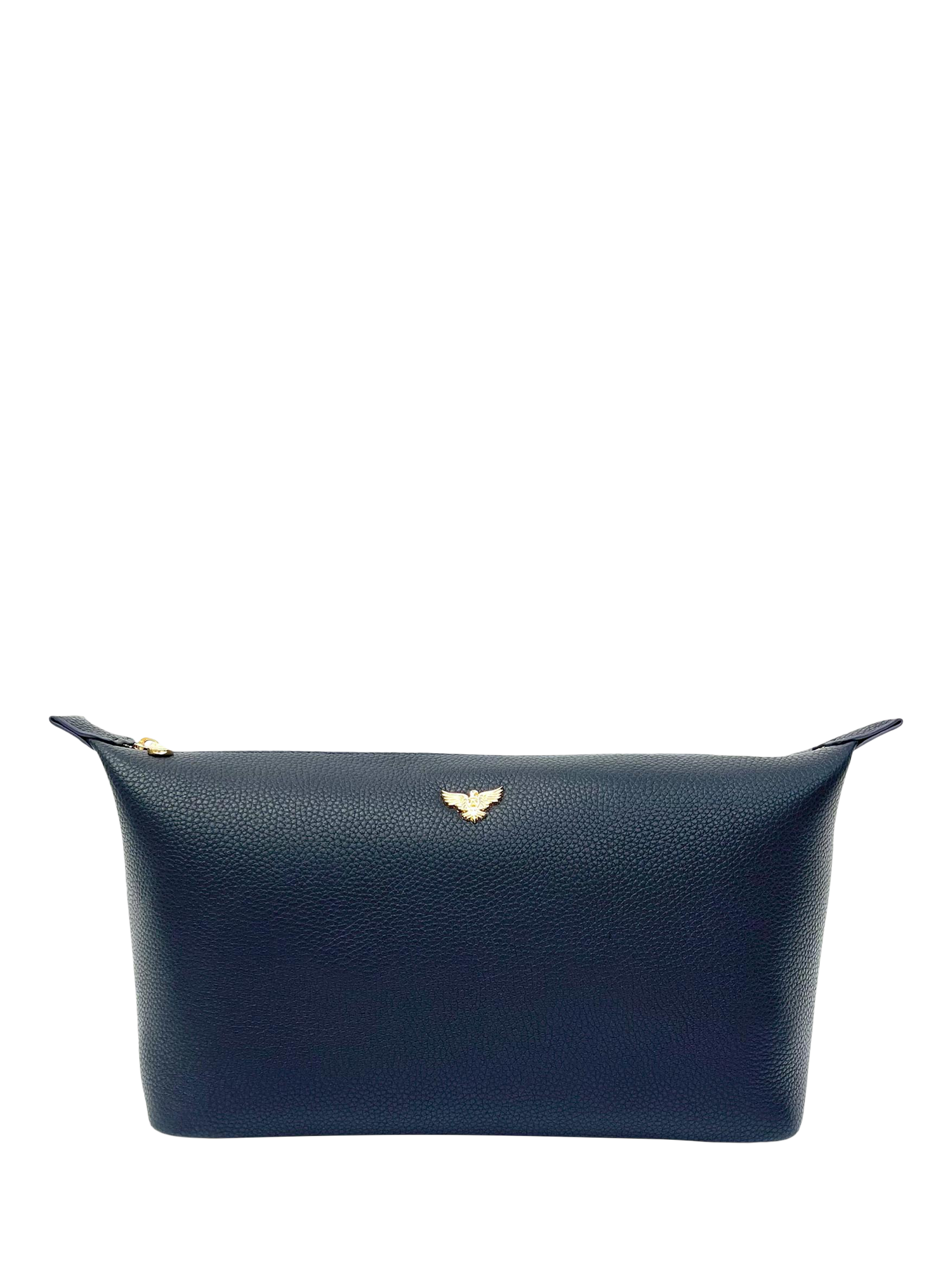 Product image 1 of 2, which shows Apatchy Leather Large Wash Bag, Navy