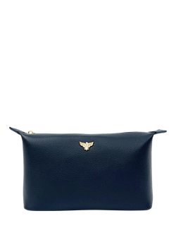 Apatchy Leather Medium Wash Bag, Navy