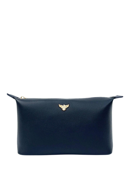 Apatchy Leather Medium Wash Bag, Navy