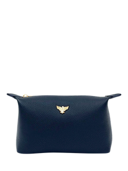 Apatchy Small Leather Wash Bag, Navy