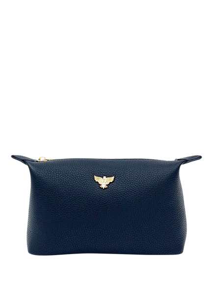 Apatchy Small Leather Wash Bag, Navy