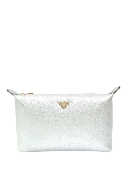 Apatchy Leather Medium Wash Bag, Silver