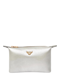 Apatchy Small Leather Wash Bag, Silver