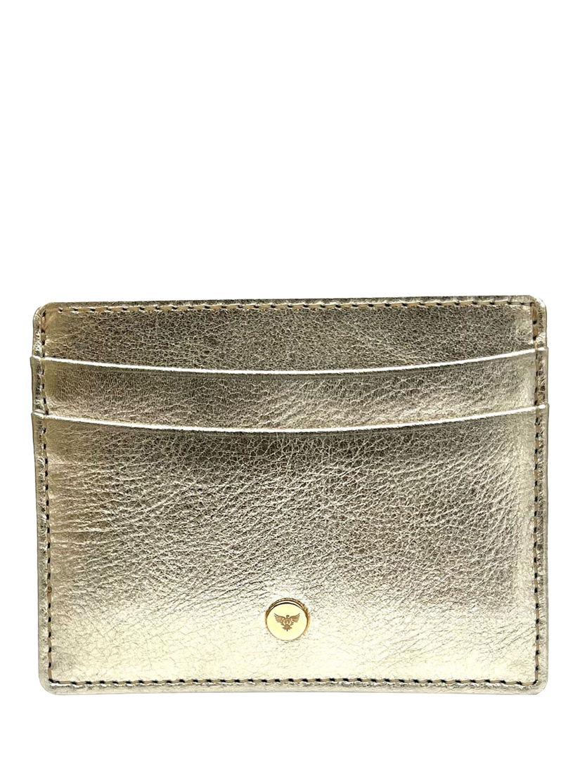 Product image 1 of 4, which shows Apatchy Leather Card Holder, Gold