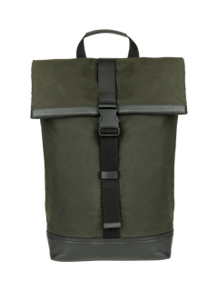 Apatchy The Cavendish Waxed Canvas & Leather Backpack, Dark Olive/Black