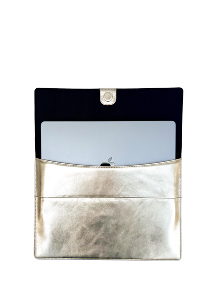 Apatchy Leather 13-14 Inch Laptop Sleeve, Gold - view 2, Gold