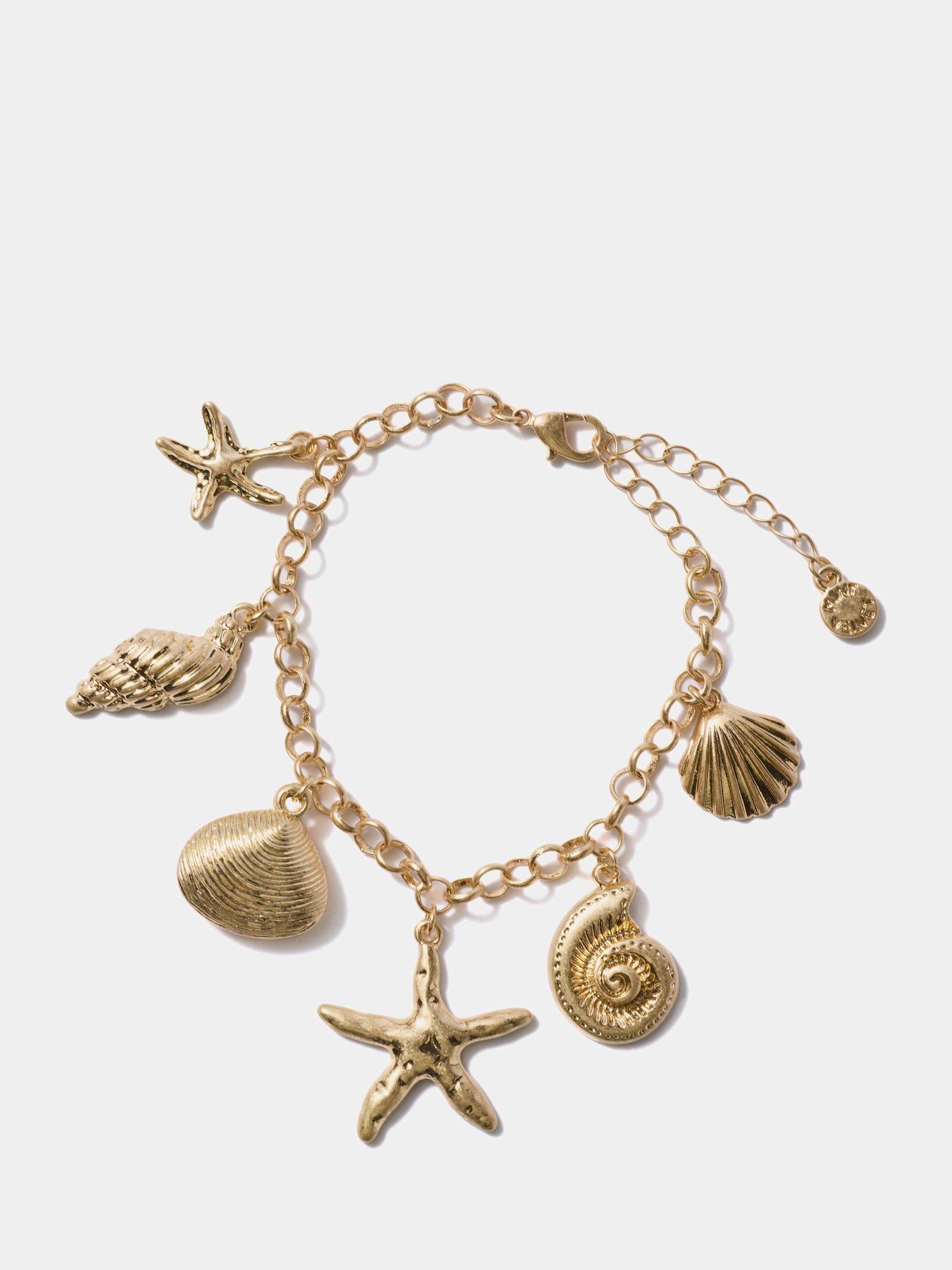 Mint Velvet Shell Charm Bracelet, Gold
