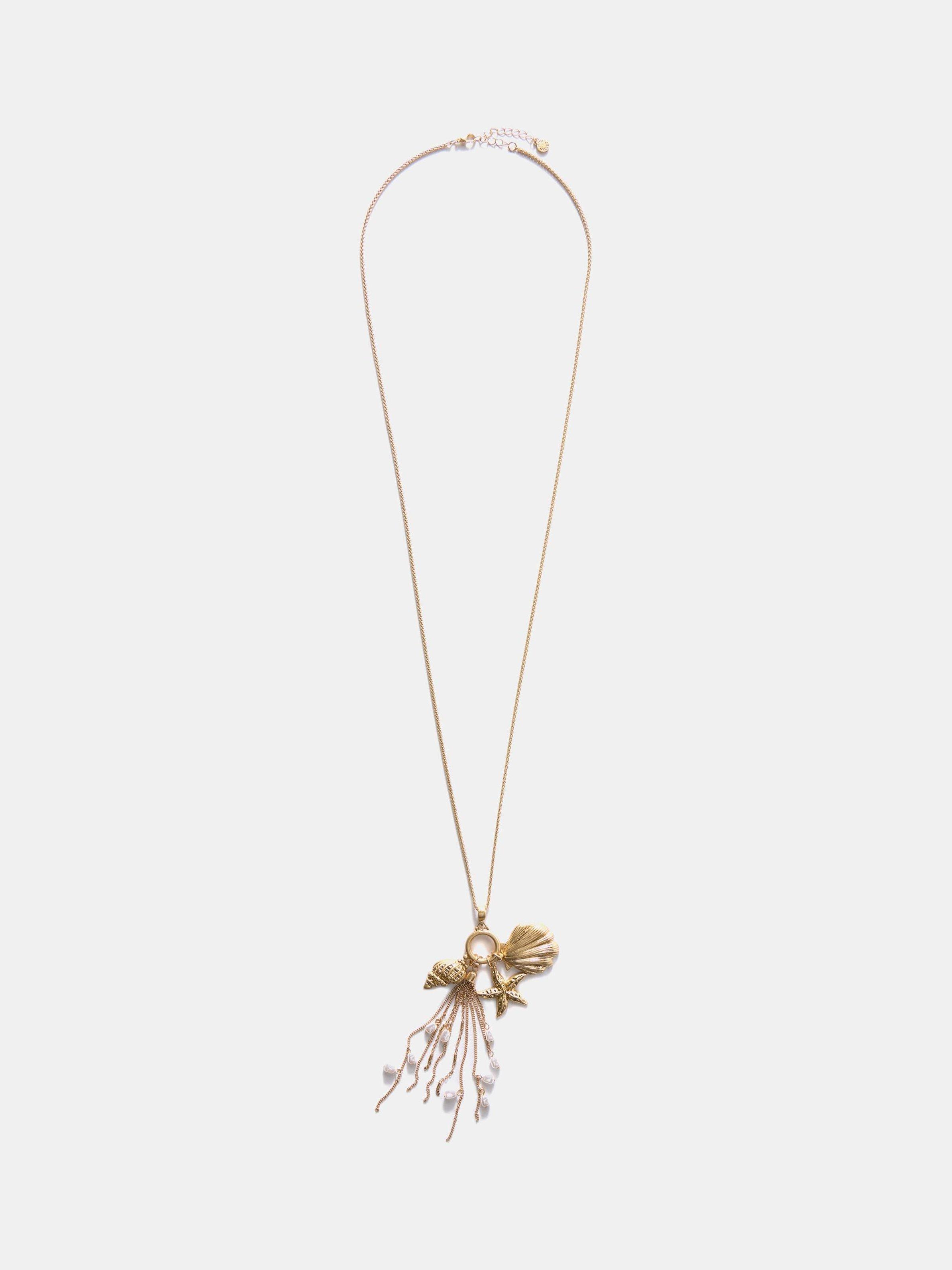 Mint Velvet Shell Necklace, Gold