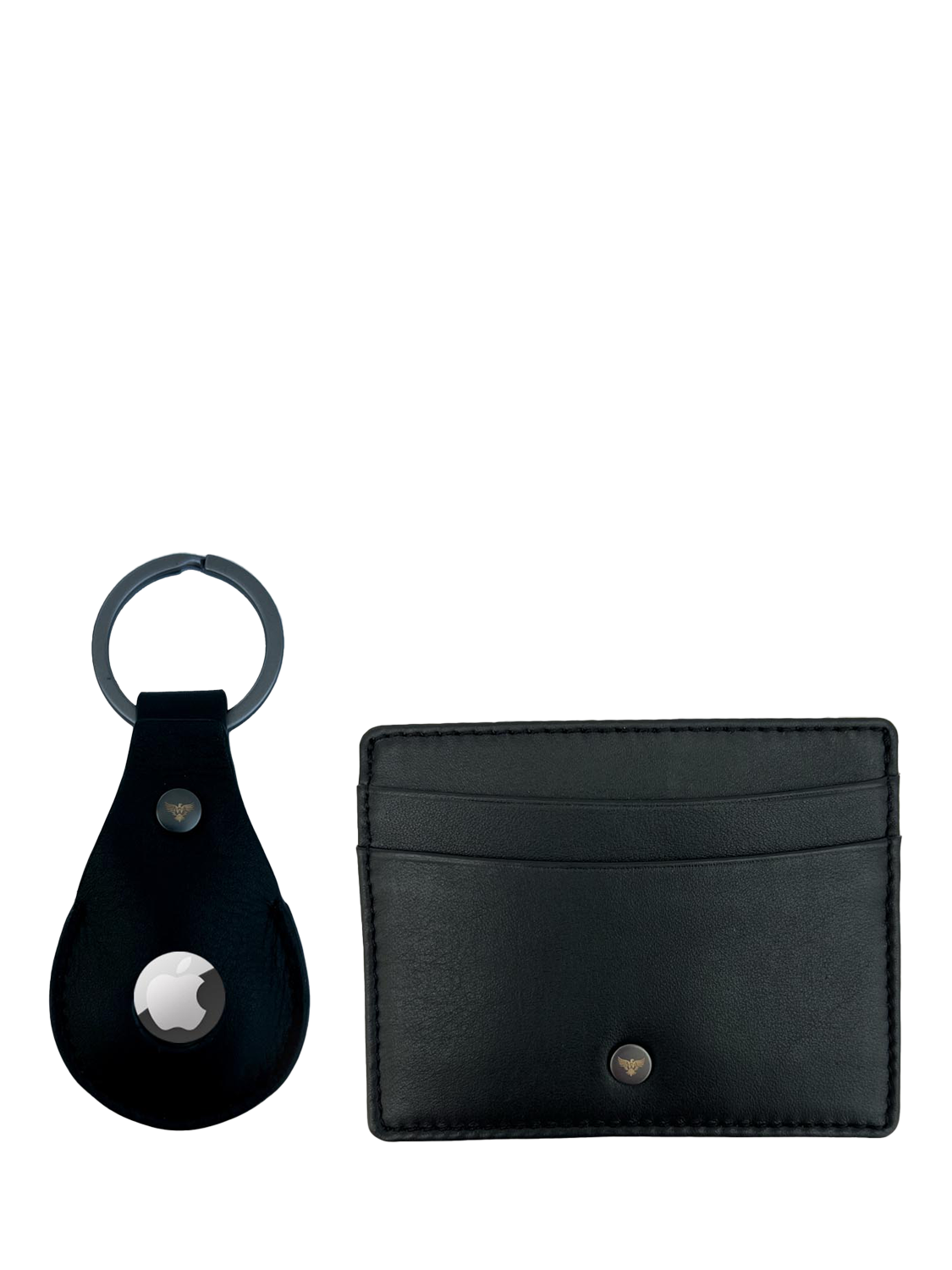 Product image 1 of 6, which shows Apatchy Leather AirTag and Cardholder Gift Set, Black