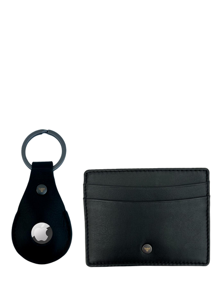 Apatchy Leather AirTag and Cardholder Gift Set, Black