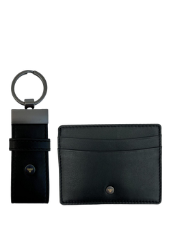 Apatchy Leather Loop Keyring and Cardholder Gift Set, Black, Black
