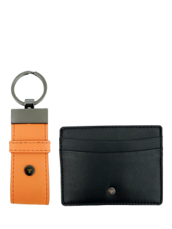 Apatchy Leather Loop Keyring and Cardholder Gift Set, Orange, Orange & Black