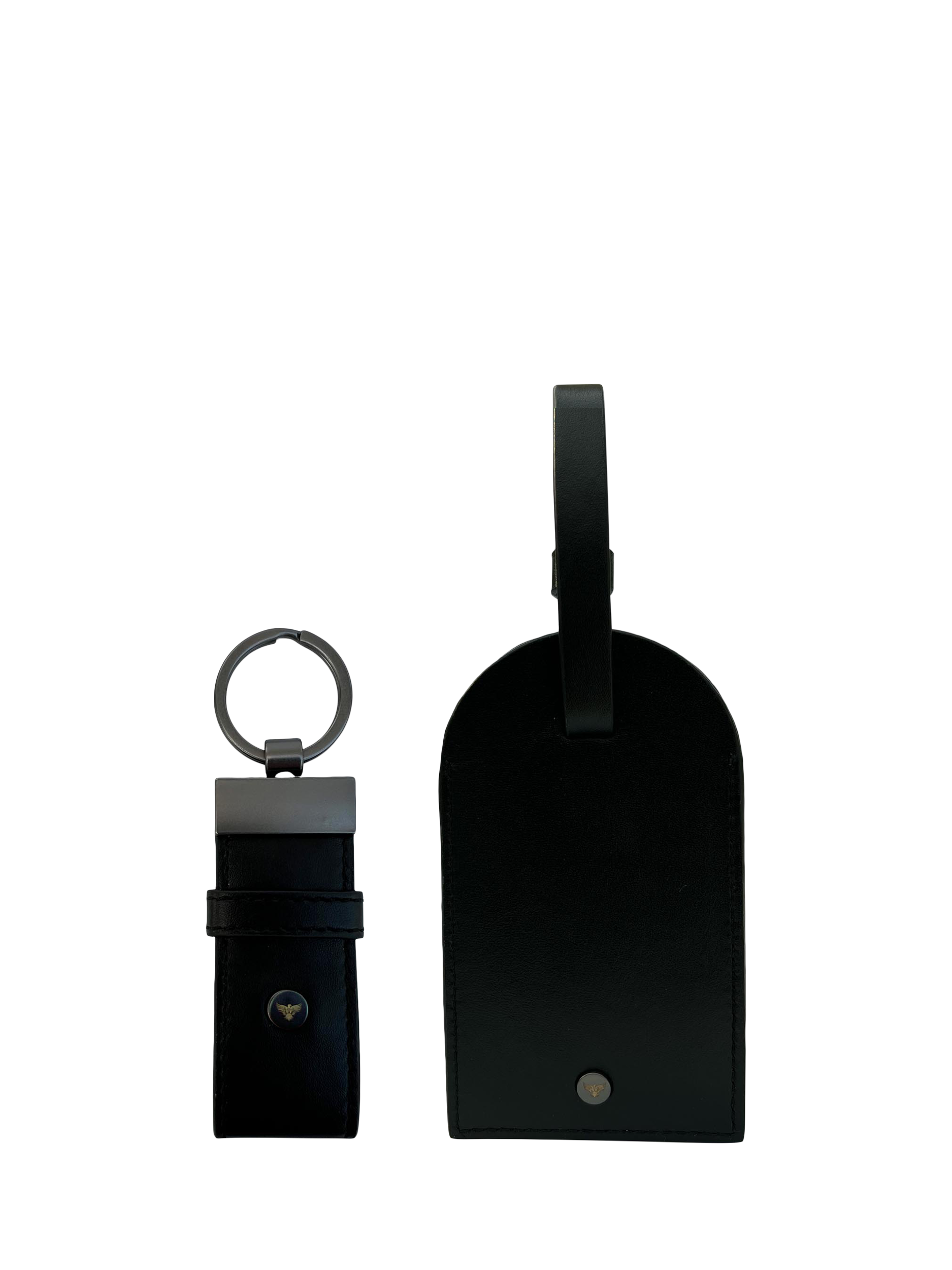 Product image 1 of 4, which shows Apatchy Leather Luggage Tag and Loop Keyring Gift Set, Black