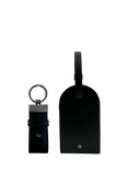 Apatchy Leather Luggage Tag and Loop Keyring Gift Set, Black
