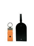 Apatchy London Leather Luggage Tag & Loop Keyring Gift Set, Black/Orange