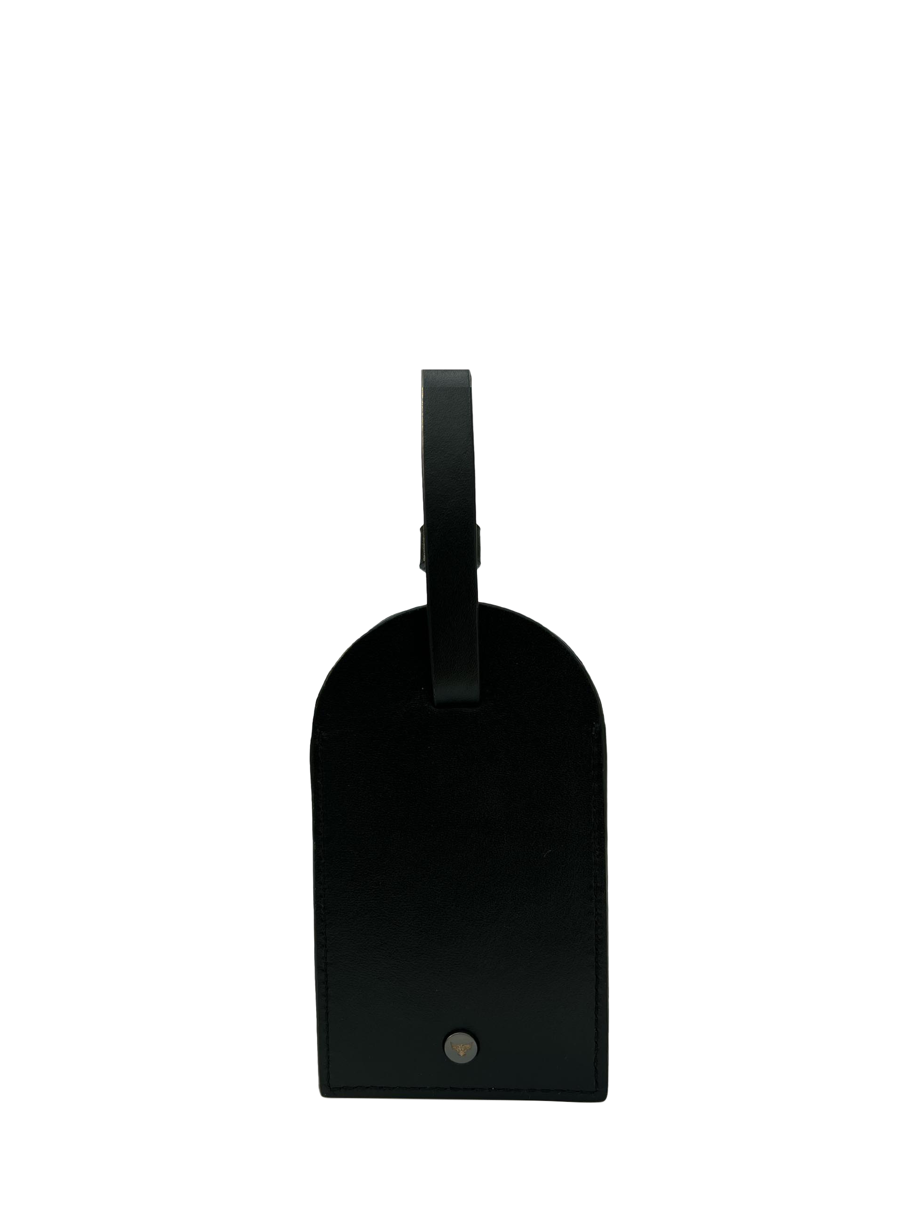 Product image 2 of 5, which shows Apatchy London Leather Luggage Tag & Loop Keyring Gift Set, Black/Orange