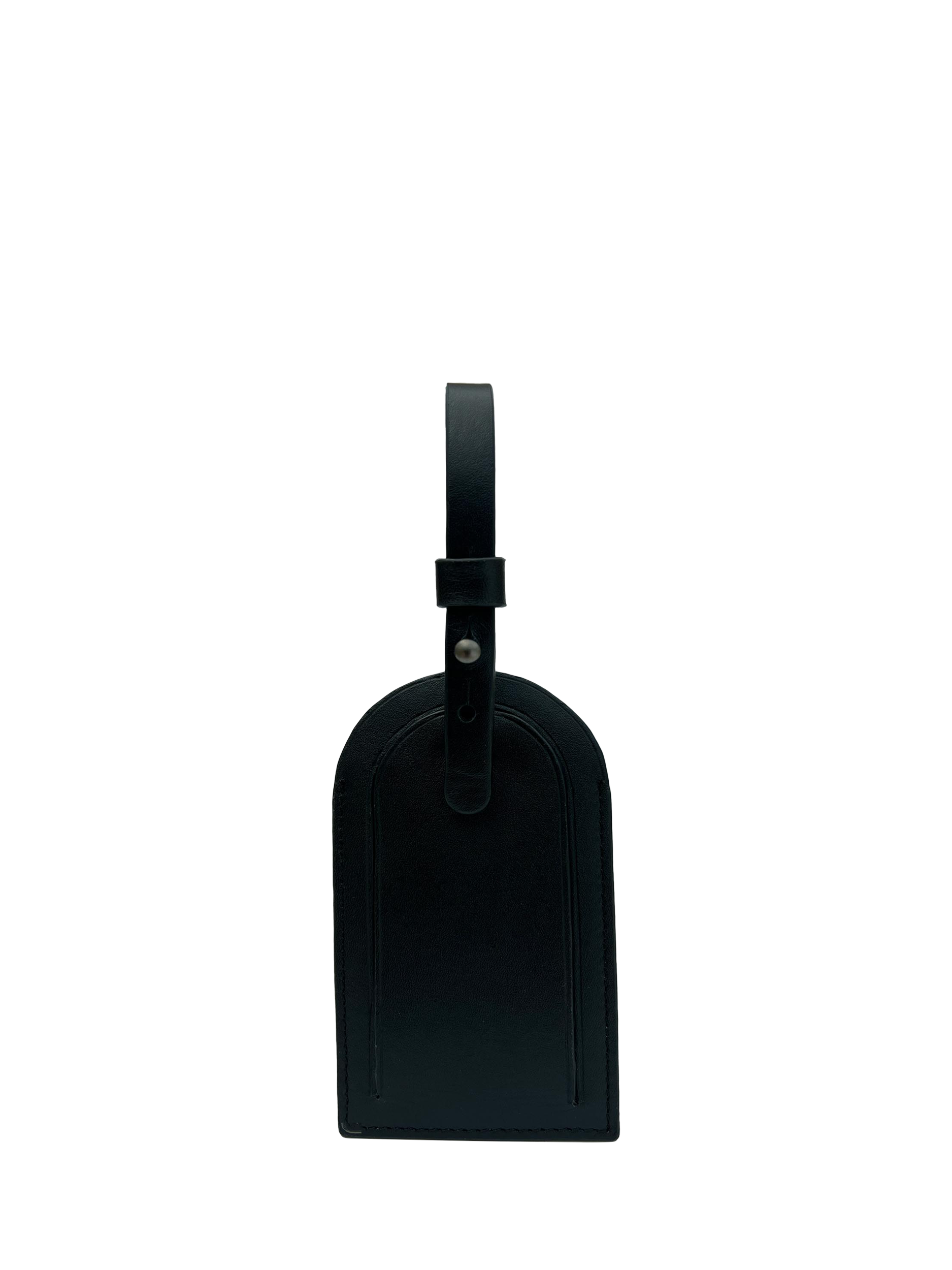 Product image 3 of 5, which shows Apatchy London Leather Luggage Tag & Loop Keyring Gift Set, Black/Orange