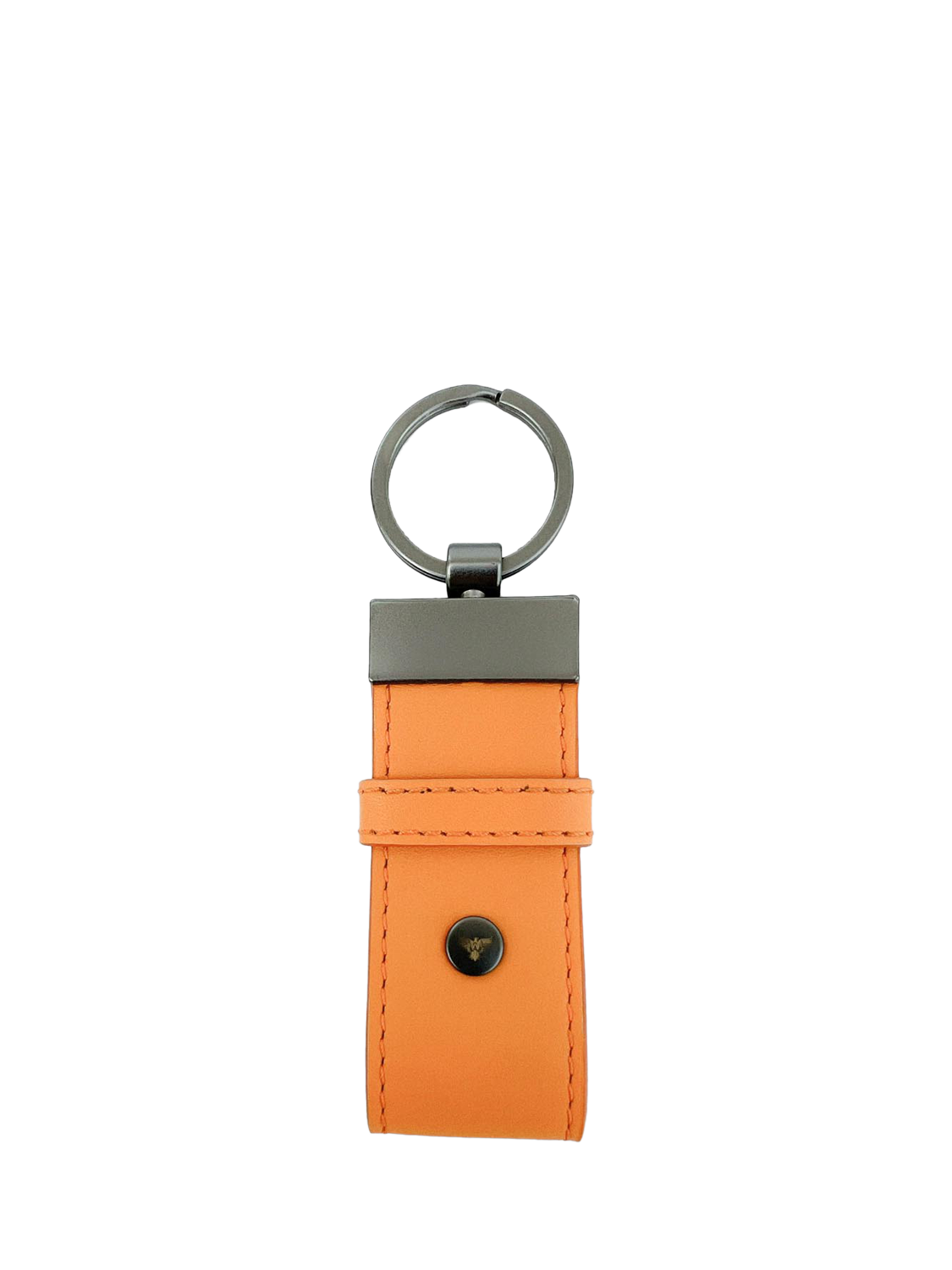 Product image 4 of 5, which shows Apatchy London Leather Luggage Tag & Loop Keyring Gift Set, Black/Orange