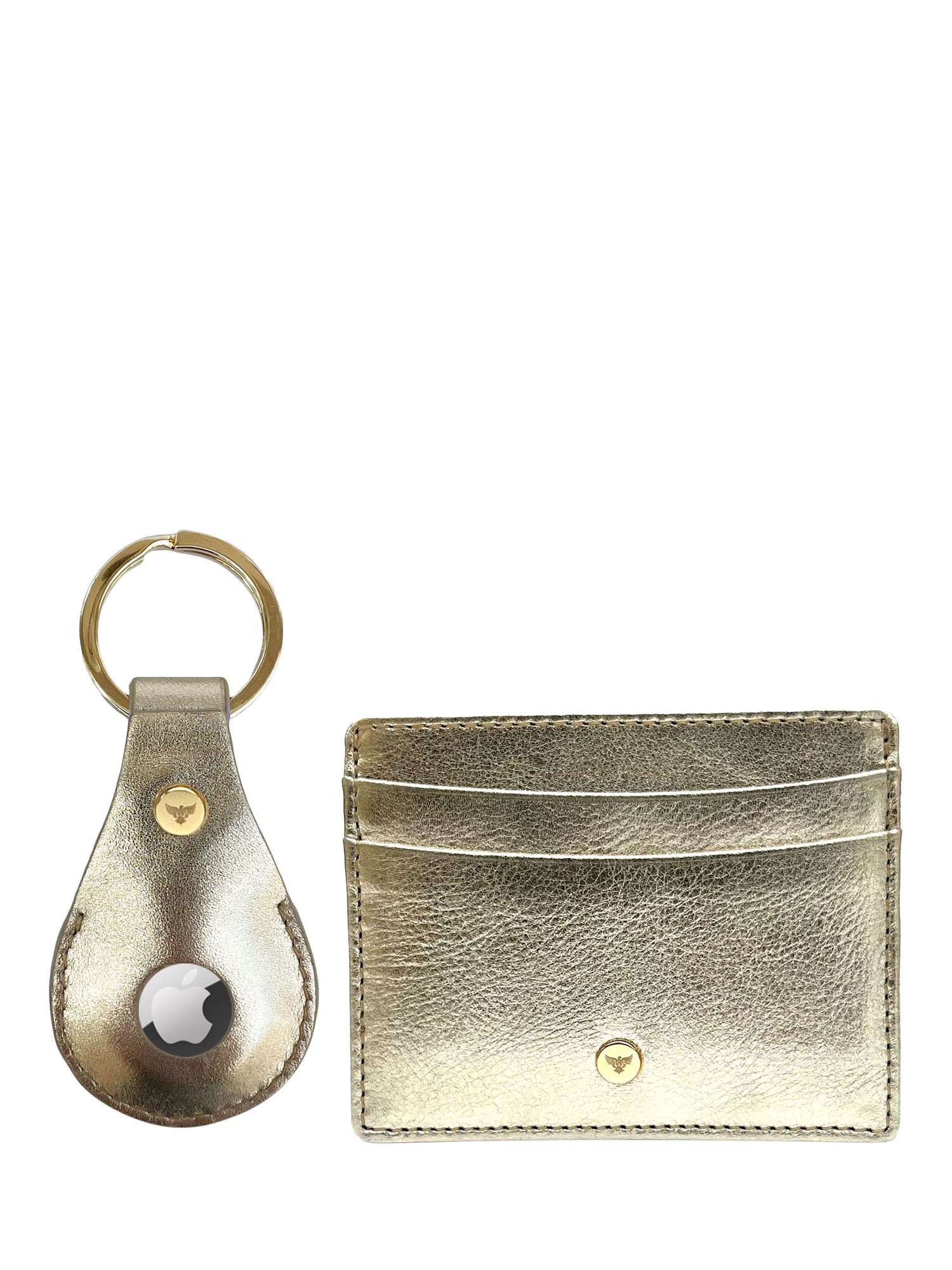 Product image 1 of 6, which shows Apatchy Leather AirTag and Cardholder Gift Set, Gold