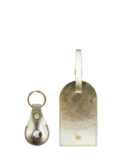 Apatchy Leather Luggage Tag and AirTag Gift Set, Gold