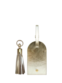 Apatchy Leather Luggage Tag and Tassel Gift Set, Gold, Gold