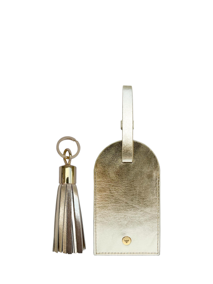 Apatchy Leather Luggage Tag and Tassel Gift Set, Gold, Gold