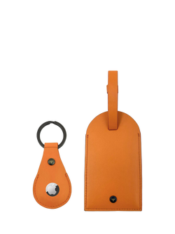 Apatchy Leather Luggage Tag and AirTag Gift Set, Orange