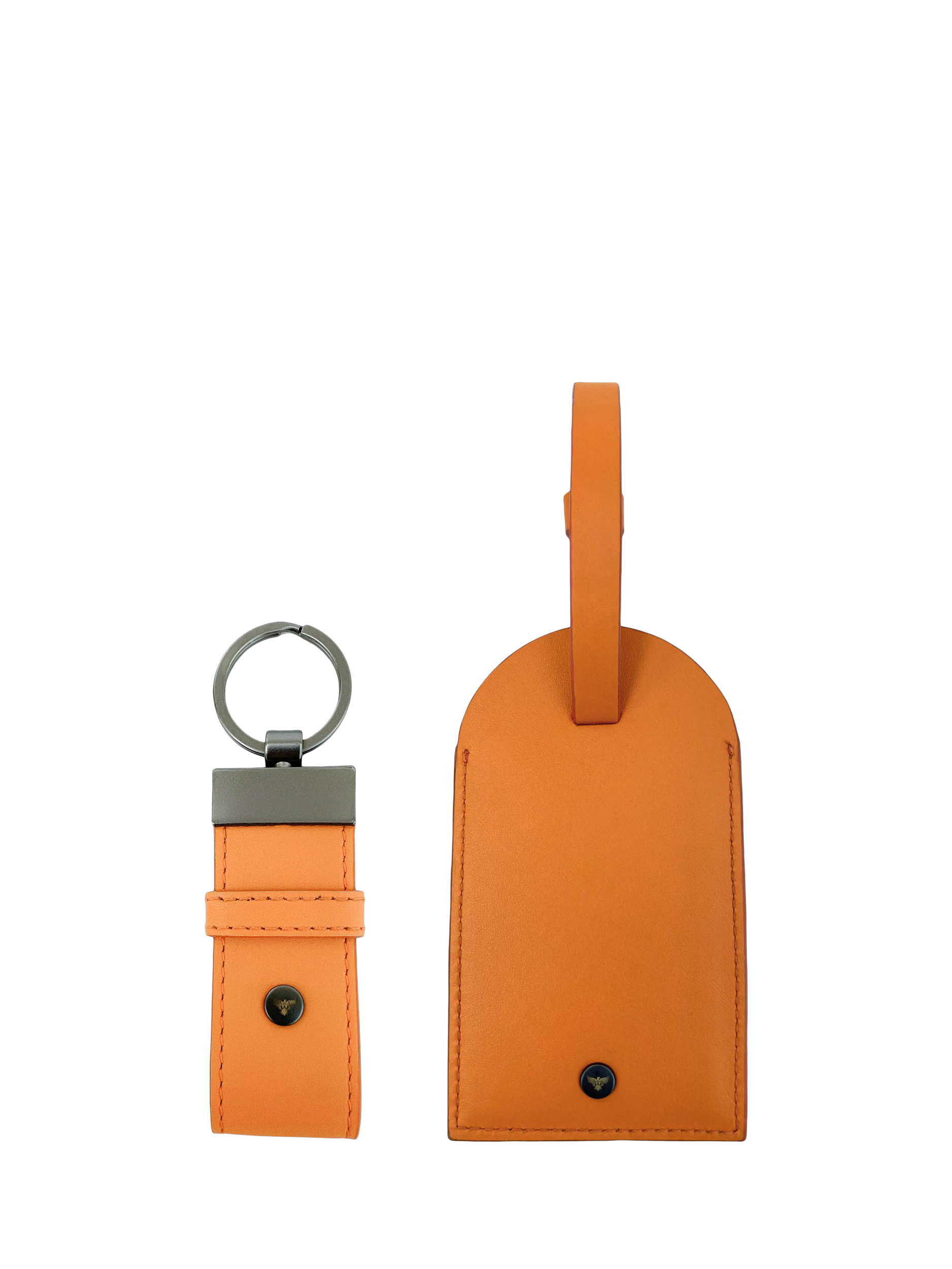 Product image 1 of 5, which shows Apatchy Leather Luggage Tag and Loop Keyring Gift Set, Orange