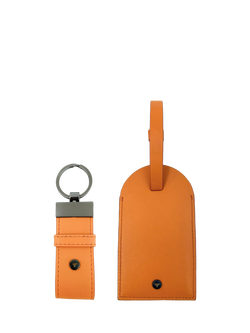 Apatchy Leather Luggage Tag and Loop Keyring Gift Set, Orange, Oraange