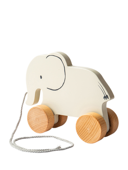 John Lewis Wooden Pull-Along Elephant Toy, FSC-Certified (Beech Wood & Plywood) - view 2, Multi