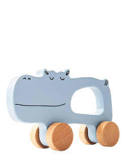 John Lewis Wooden Push-Along Hippo Toy, FSC-Certified (Beech Wood), Multi