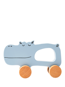 John Lewis Wooden Push-Along Hippo Toy, FSC-Certified (Beech Wood) - view 2, Multi