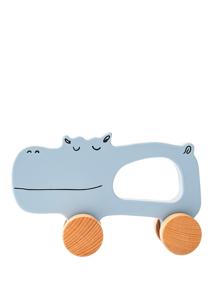 John Lewis Wooden Push-Along Hippo Toy, FSC-Certified (Beech Wood) - view 2, Multi