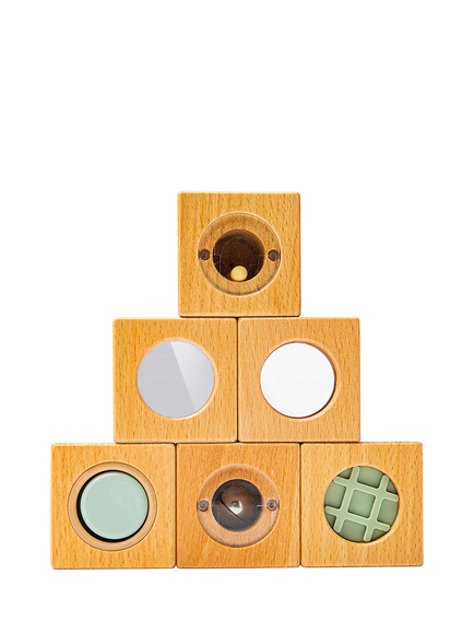John Lewis Wooden Sensory Cubes, FSC-Certified (Birch & Beech Wood), Multi