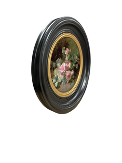 Brookpace Lascelles 'Roses & Daisies' Round Porthole Framed Print, 43cm, Multi - view 2, Black Multi