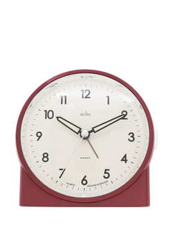 Acctim Grace Non-Ticking Sweep Analogue Alarm Clock, Spice Red