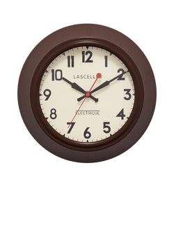 Brookpace Lascelles Metal Non-Ticking Sweep Wall Clock, 25cm, Brown, Chocolate Brown