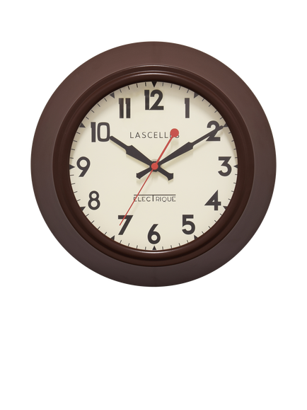 Brookpace Lascelles Metal Non-Ticking Sweep Wall Clock, 25cm, Brown, Chocolate Brown