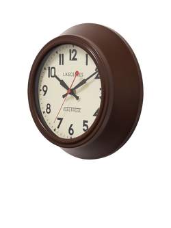 Brookpace Lascelles Metal Non-Ticking Sweep Wall Clock, 25cm, Brown - view 2, Chocolate Brown